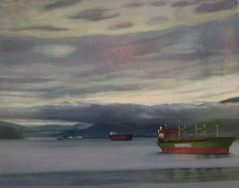 Late afternoon, Burrard Inlet  oil/linen 16″ X 20″ 2010