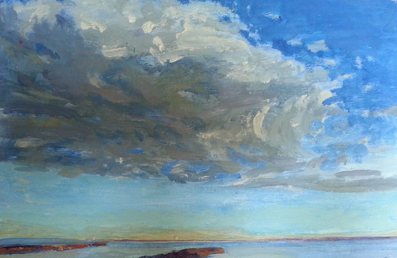 Magheramourne, cloud study  oil/canvas, 8″ X 12″, 2014