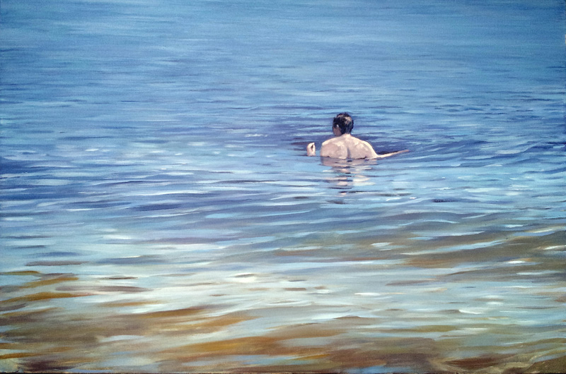 Nicola Lake swimmer, Canada  oil/canvas, 24″ X 36″, 2015