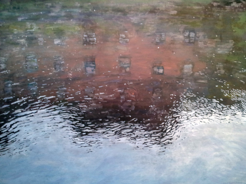 River Lee reflection, Cork, Ireland, oil/canvas, 30” X 40”, 2015